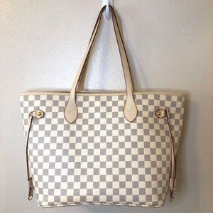 Daisy Rose Cream Checkered Tote Bag